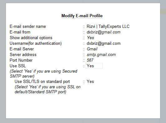 Tally Email Profile