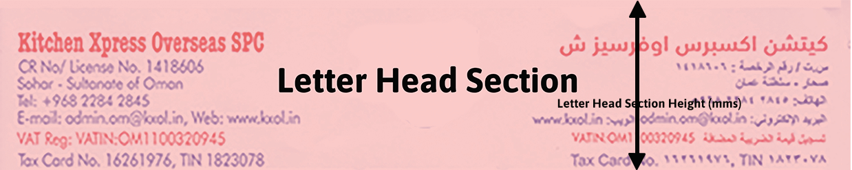 Letter Head Section Size