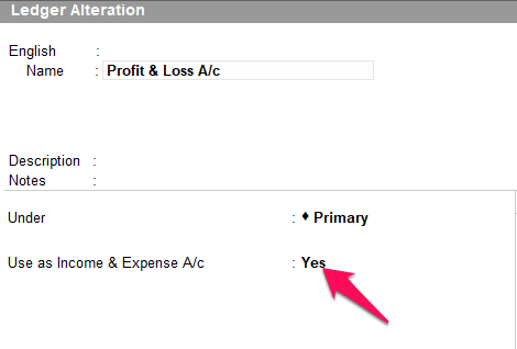 Enable Income & Expense ac in ledger